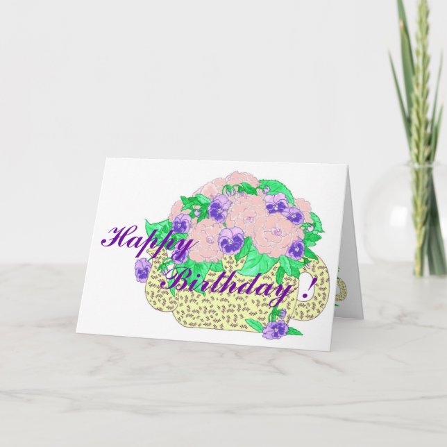 Cartão Peonies & Pansies Invitation (Frente)