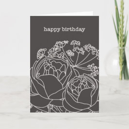 Cartão Peony Line Art Birthday Card