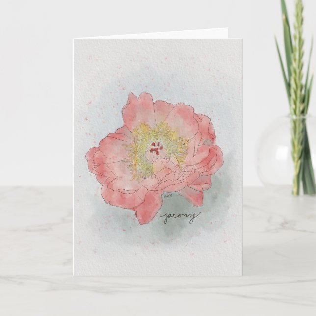 Cartão Peony Watercolor Card (Frente)