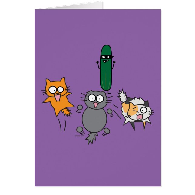 Cartão Pepino que Scaring os gatos - gato contra o susto (Frente)