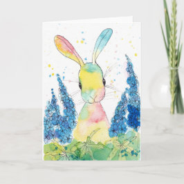 Cartão Peppermint Art Delphinium Bunny Greeting Card