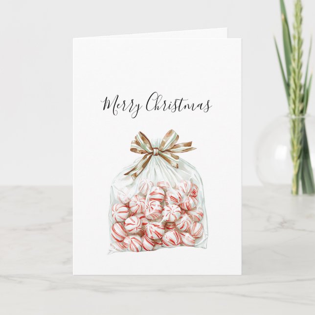 Cartão Peppermint Green Red Floral Christmas (Frente)