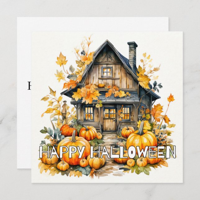 Cartão Pequena Algodão No Outono Halloween (Frente/Verso)