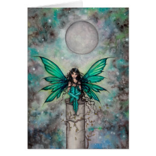 Cartão Pequena Arte Fantástica Fae Gótica Verde Fada