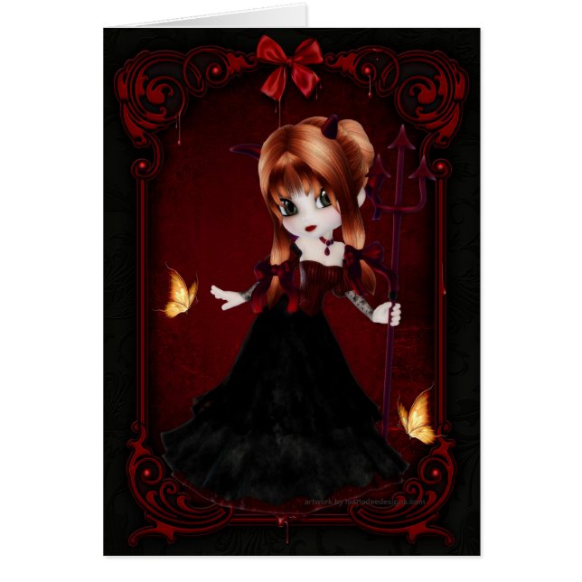 Cartão Pequena Cookie Devil Girl Design 3 Card (Frente)