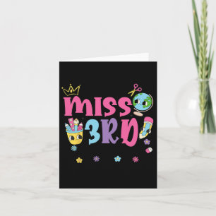 Cartão Pequena Senhorita 3º Grau 1º Dia da Escola 3º Gra