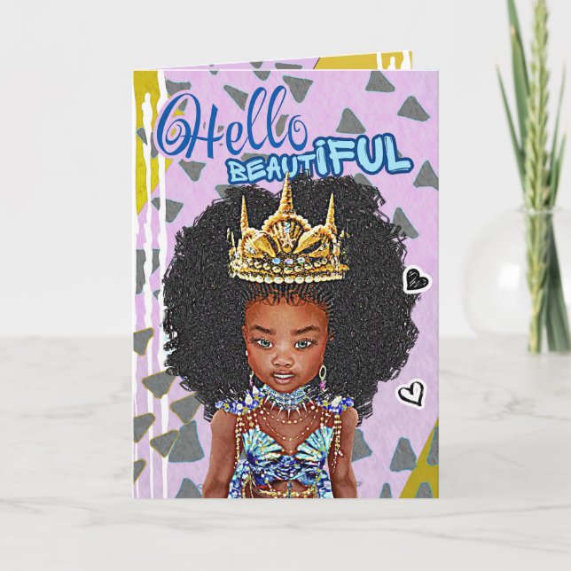 Cartão Pequena Sereia Negra Vazio (Frente)