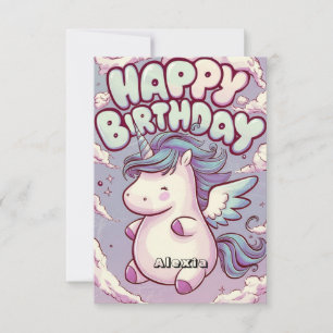 Cartão Pequeno Aniversário Colorido do Unicórnio