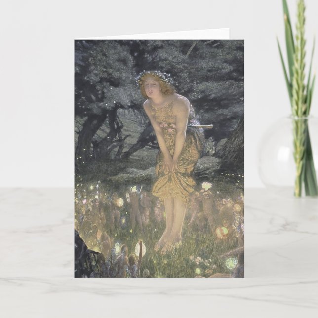 Cartão Pequeno Anjo Fada e Rapariga (Frente)