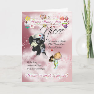 Cartão Pequeno bebê bonitinho e enfermeira bonitinho do D