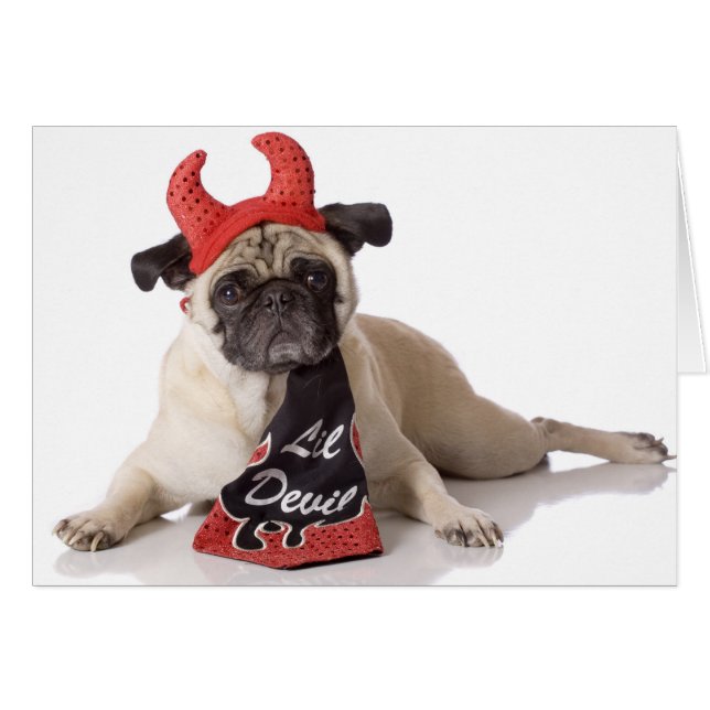 Cartão pequeno do Pug do diabo (Frente Horizontal)