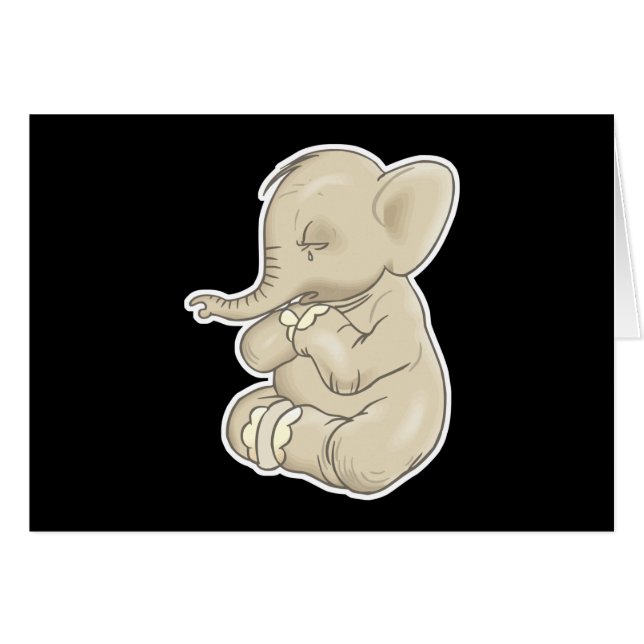 Cartão pequeno elefante triste (Frente Horizontal)