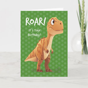 Cartão Pequeno Garoto Ontem T Rex Roar com Bolinhas