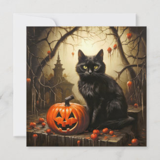 Cartão Pequeno Gato Preto Assustador