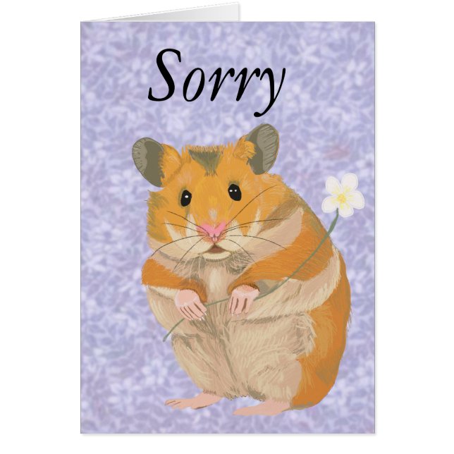 Cartão Pequeno Hamster bonito segurando uma flor (Frente)