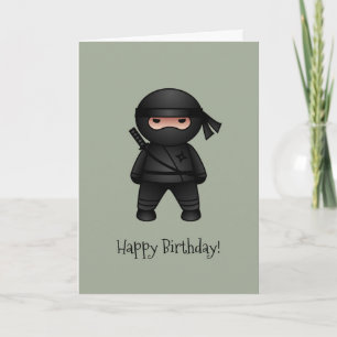 Cartão Pequeno Ninja no sábado, feliz aniversário