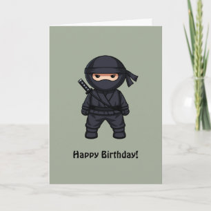 Cartão Pequeno Ninja no sábado, feliz aniversário