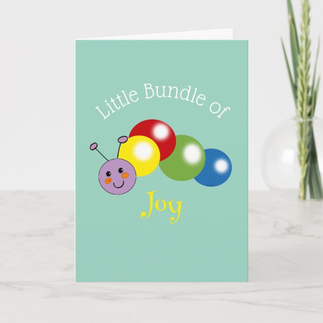 Cartão pequeno pacote de alegria (lagarta bebê) (Frente)