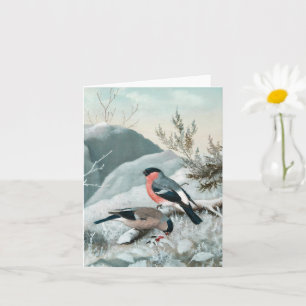 Cartão Pequeno pássaro bonito - Bullfinch, Arte