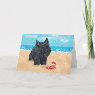 Cartão Pequeno Scottie Encontra um Caranguejo na Praia