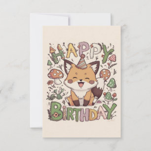 Cartão Pequeno Woodland Fox Birthday