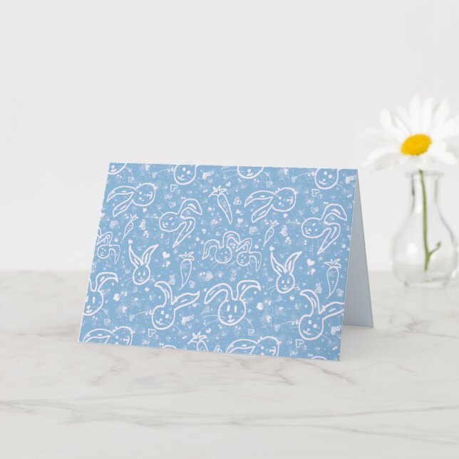 Cartão Pequenos Corações e Bunnies - padrão transparente. (Planta pequena)