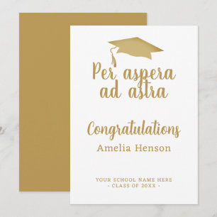 Cartão Per aspera ad astra Latin Congrat Graduação Cap