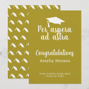Cartão Per aspera ad astra Latin Congrat Graduação Cap