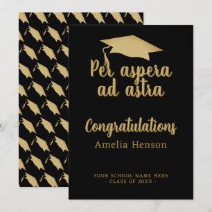 Cartão Per aspera ad astra Latin Congrat Graduação Cap