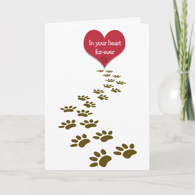 Cartão Perda de impressões de pata e coração (Frente)