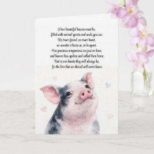 Cartão Perda de Porco de Estimação Simpatia com Poema Esp