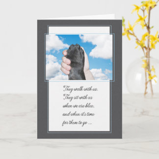 Cartão Perda de um Cachorro Mão Segurando uma Pata Condol