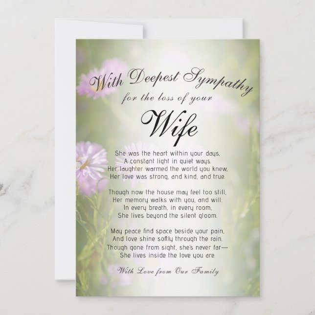 Cartão Perdendo um Memorial da Esposa (Frente)