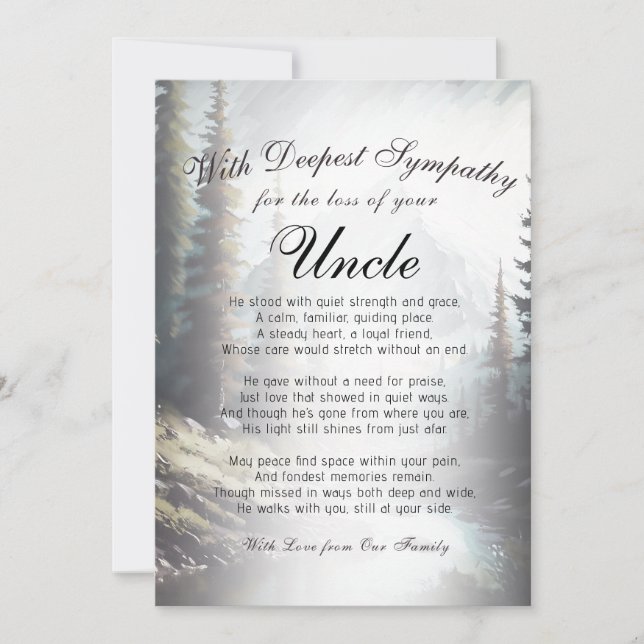 Cartão Perder um Tio Memorial (Frente)