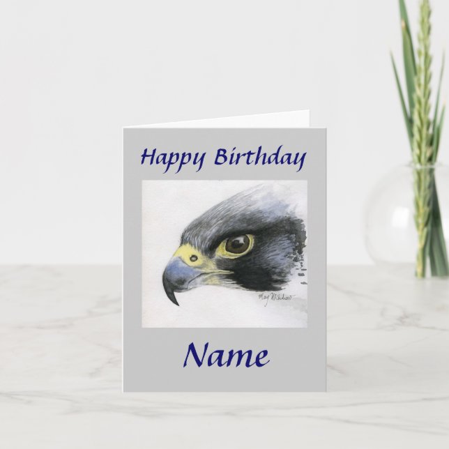 Cartão Peregrine Falcon Happy Birthday (Frente)