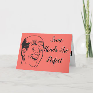 Cartão  Perfect 50th Birthday Retro Bald Man Head Coral 