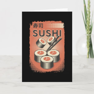Cartão Perfect Japanese Sushi Food Vintage Style Design