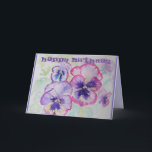 Cartão Perfect Pink Pansies Watercolour art Birthday Card<br><div class="desc">Perfect Pink Pansies Watercolour art Birthday Card. This delightful pansy card is sure to put a smile on the recipients case. Designed from one of my original watercolor paintings of some pansies growing my own garden. Enjoy!</div>