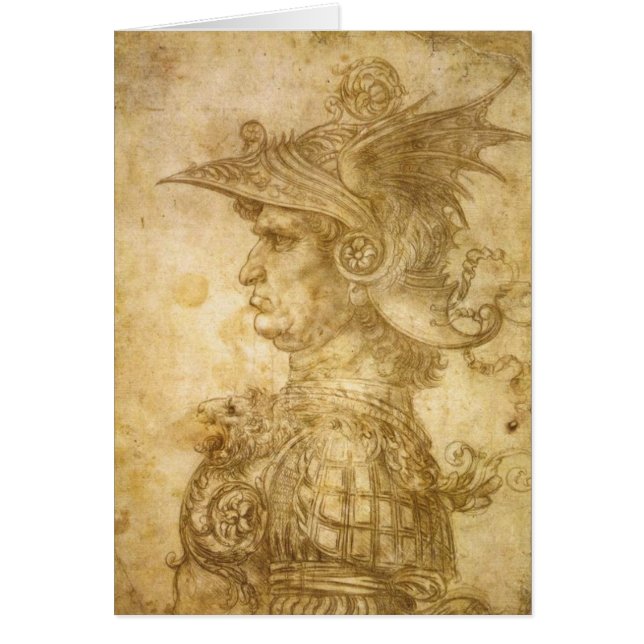 Cartão Perfil de um guerreiro no capacete (Frente)