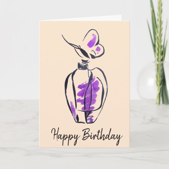 Cartão Perfume bottle fashion watercolour birthday (Frente)