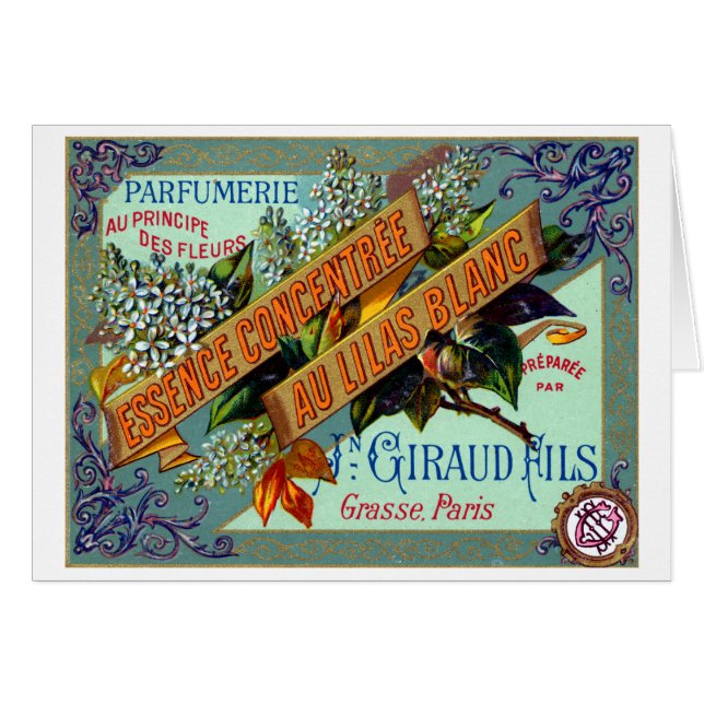 Cartão Perfume branco francês do Lilac 1915 (Frente Horizontal)
