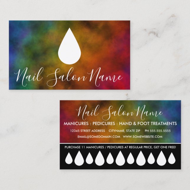 cartão perfurado de fidelidade de salão de unhas (Frente/Verso)