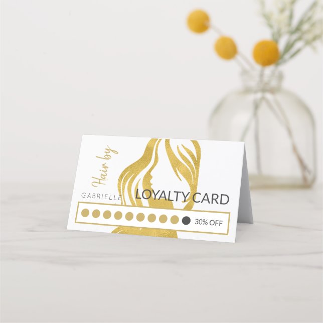 Cartão perfurado de fidelidade do cliente Hair Sal (Frente)