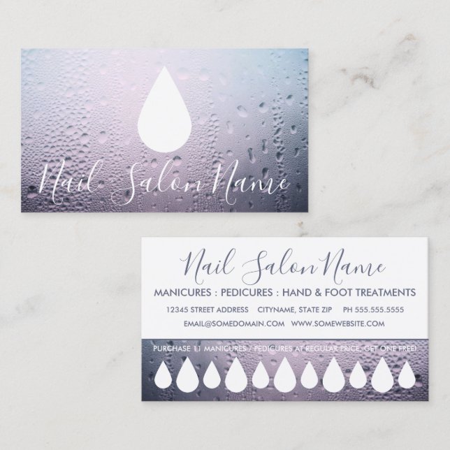 cartão perfurado de fidelidade do salão de unhas c (Frente/Verso)