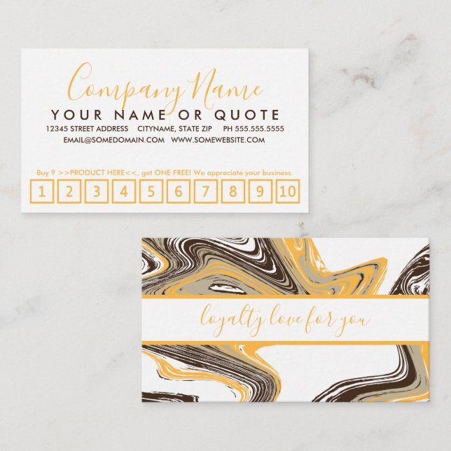 cartão perfurado de fidelidade laranja e chocolate (Frente/Verso)