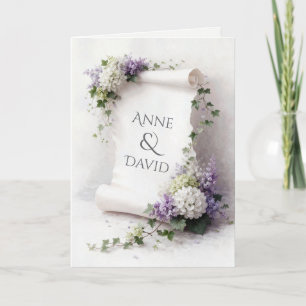 Cartão Pergaminho de Aniversário de Casamento com Bordadu