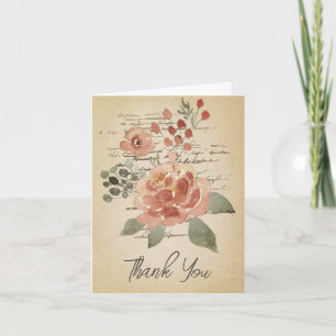 Cartão Pergaminho de aquarela azul e rosa