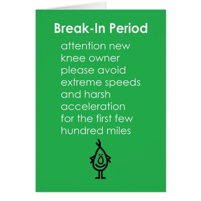 Cartão Período de adaptação - um poema engraçado da (Frente)