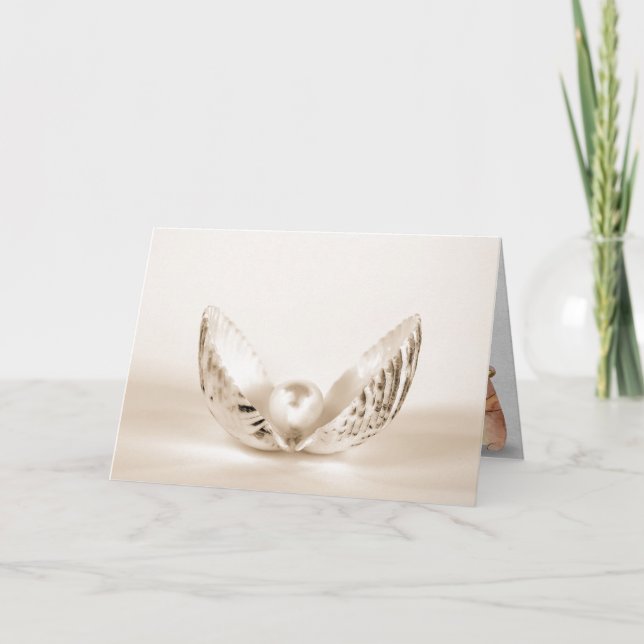 Cartão pérola de aniversário em casca de ostra (Frente)