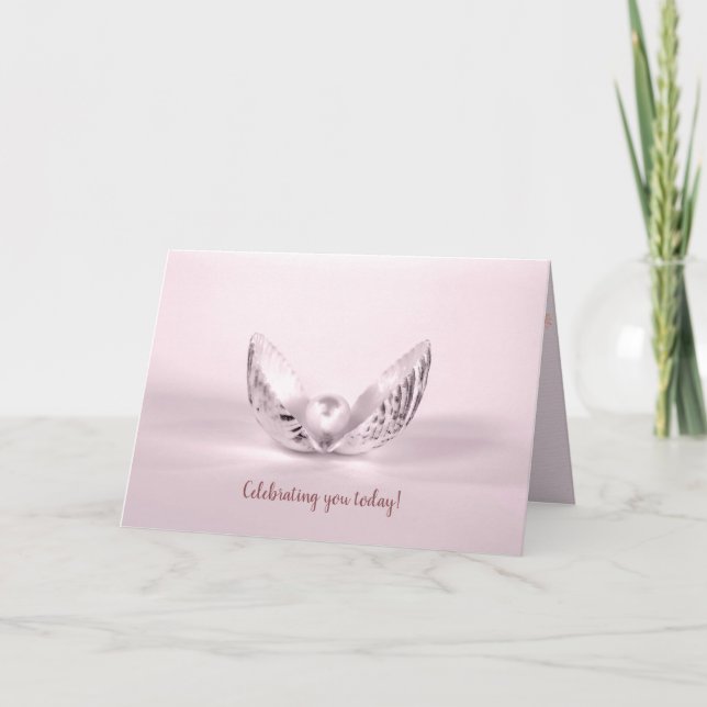 Cartão pérola no aniversário do seashell (Frente)